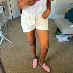 Levi’s white cutoff jean shorts